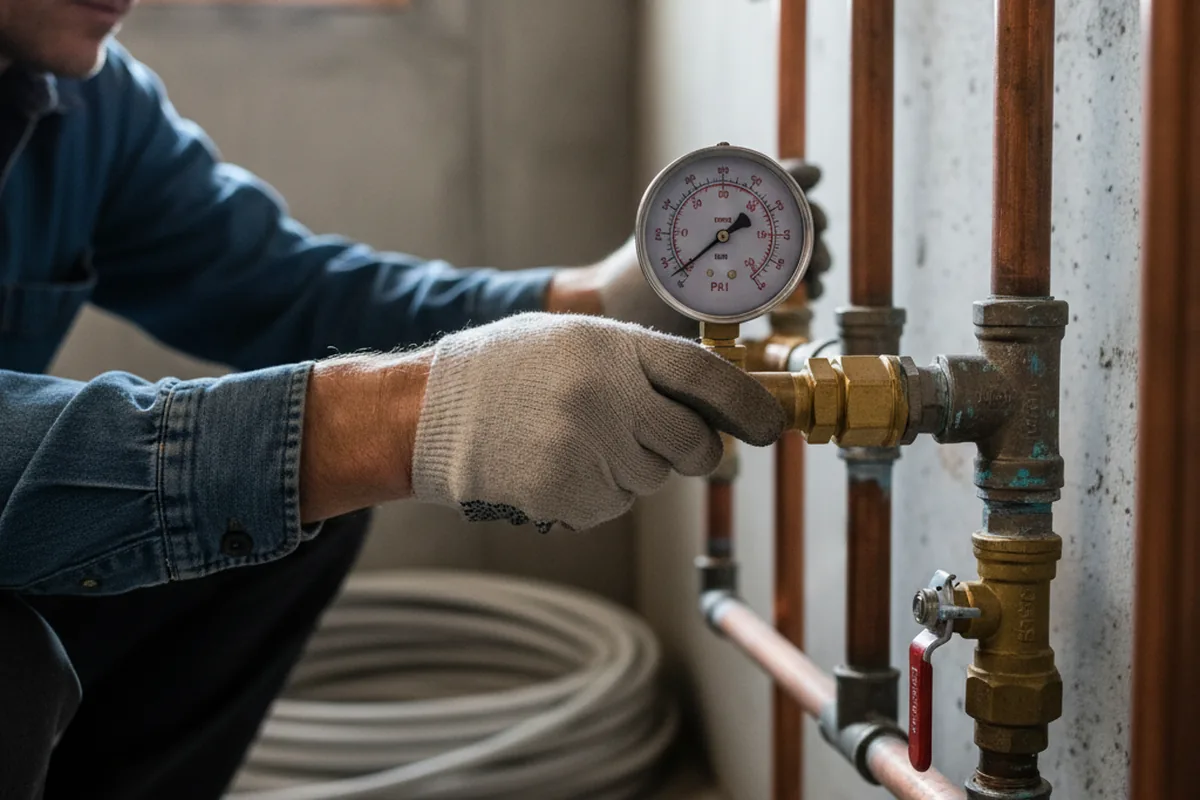 Pressure testing a repaired line during Water Line Repair in Osterville